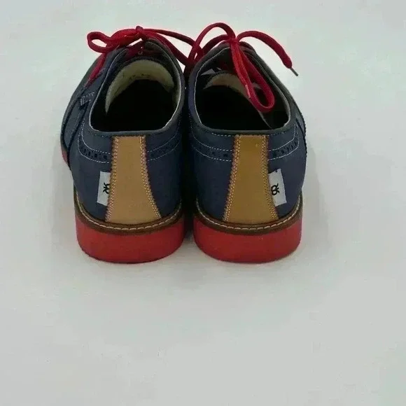 Custom Made Blue Suede Wingtip Men’s Shoes with Red Soles & Laces | Size 9 - Picture 4 of 10